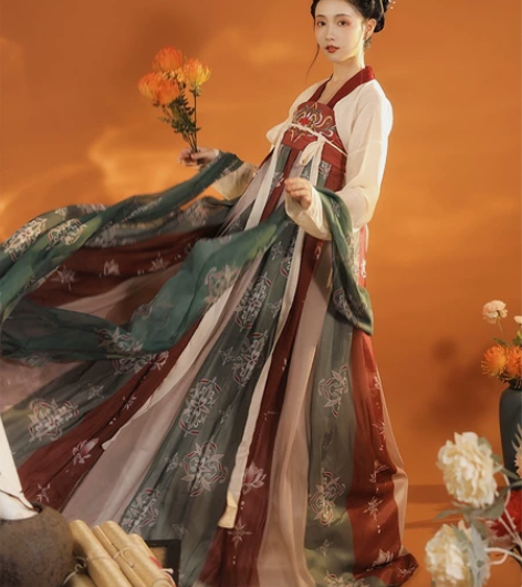 画扇齐胸汉服s码大全套 画扇耀春联名款 送...