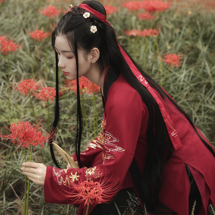 曼珠沙华:奈落 池夏原创 彼岸花汉元素中国风宋裤褙子套装