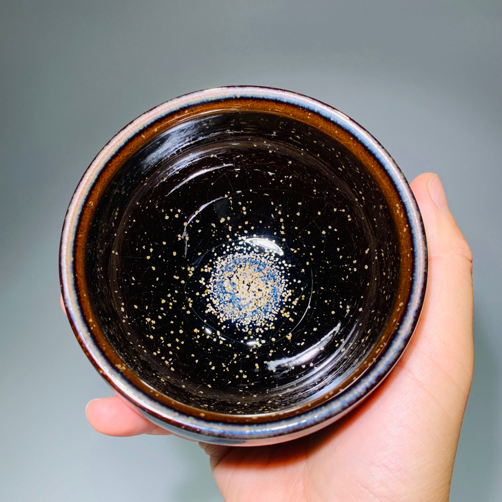 新品 花月夜柴烧盏建盏主人杯  口径9高6...