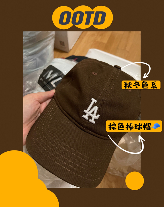 MLB棒球帽棕色秋冬色系