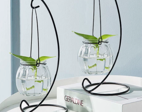 悬挂式花盆绿萝透明玻璃花瓶水培水养客厅插花...