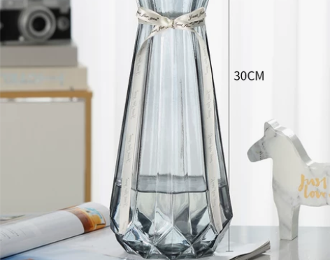 特大号欧式玻璃花瓶透明水养富贵竹百合干花花...