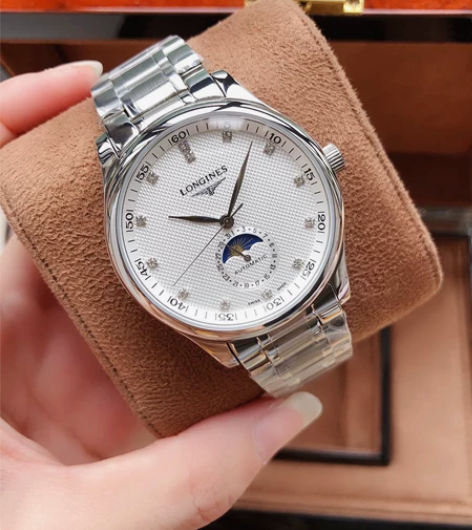 浪琴名匠系列四针真月相功能全自动机械商务男...