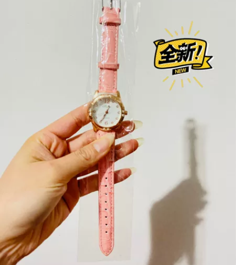 全新女款石英粉色手表一只！赠送电池1个，给...