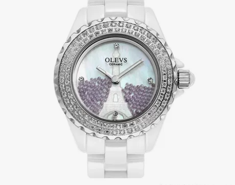 欧利时陶瓷女表 里面的蓝色珠子可晃动 贝壳...