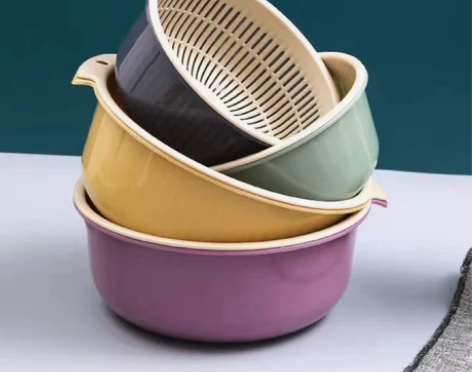 【包邮】双层镂空水果盆家用洗菜篮洗水果沥水...