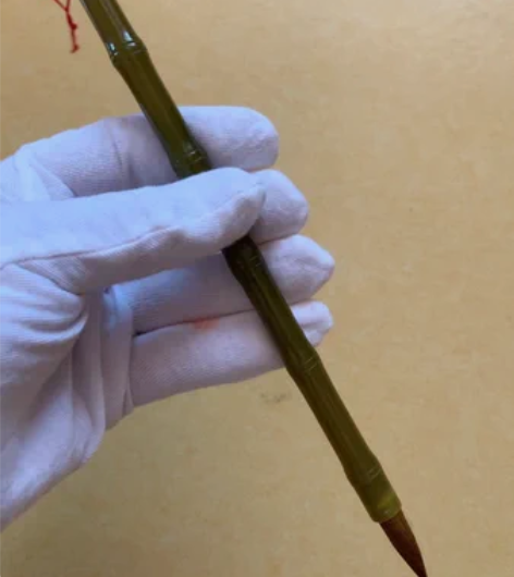 毛笔 玉石杆毛笔 玉质透润，吉安绿玉料老师...