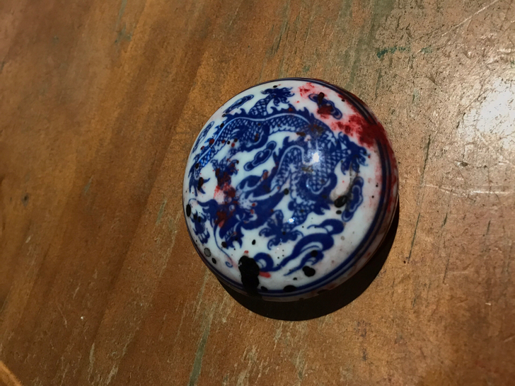 老印泥盒，印泥，几十年了，红的艳丽，古法制...