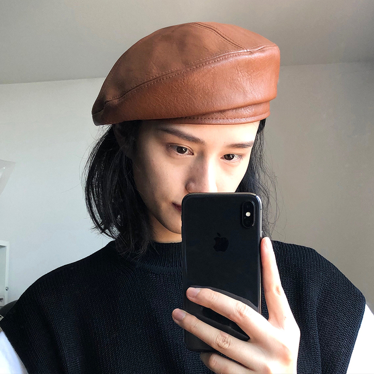 日系文艺贝雷帽女pu皮秋冬网红ins英伦复...