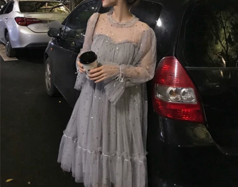 春季韩版chic网红法式小众连衣裙女气质中...