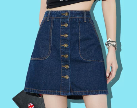 牛仔短裙子女春装新款高腰半身裙港风ins超...