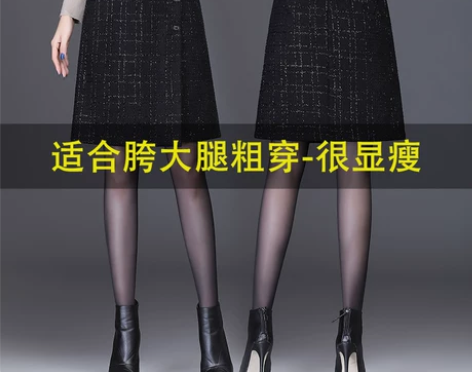 a字裙 小香风不规则格子毛呢半身裙女秋冬2...