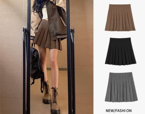 卡其色百褶裙女半身裙短裙秋冬2021新款