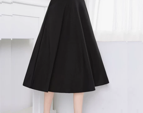a字裙 2022春秋A字长裙高腰松紧弹力半...