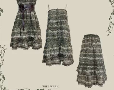 两穿日单森系纯棉蕾丝美式复古碎花休闲百搭大...