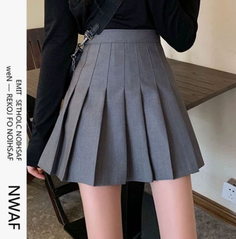 百褶裙 百褶短裙超显瘦灰色西装2022秋季...