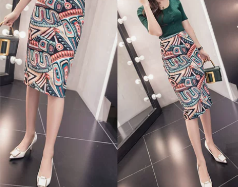 民族风春夏季新款2018修身显瘦半身裙包臀...