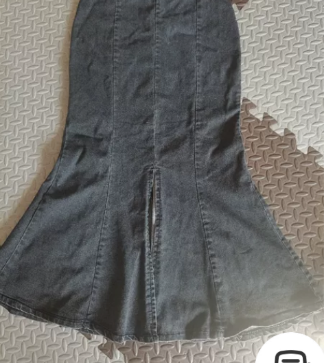 黑色牛仔鱼尾裙 未洗过 尺码:m ...