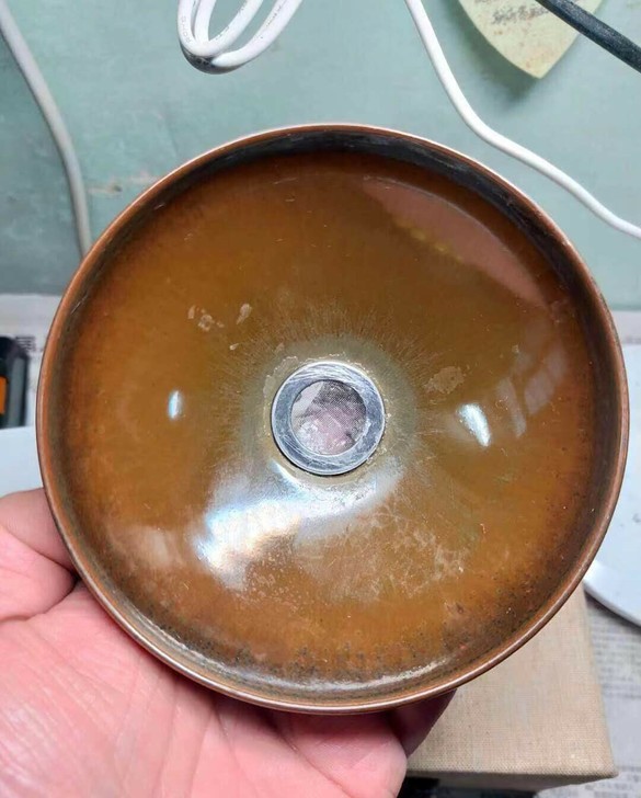 特价出建盏茶漏，铁胎，柴烧超大尺寸，原矿釉...