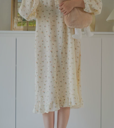 柔软纱棉睡裙 可爱韩式碎花 田园风 全新实...