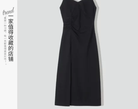 2022年新款法式赫本风辣妹性感开叉黑色吊...