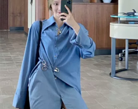 surblue  不规则欧美风极简衬衫连衣...