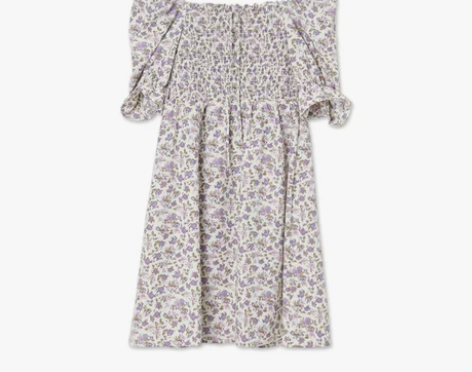 西遇连衣裙女方领木耳边泡泡袖2020春季新...