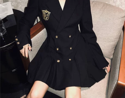 学院风西装裙2021春秋装收腰jk制服赫本...