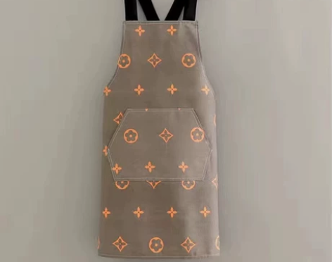 处理纯棉帆布大牌风家用厨房时尚围裙做饭女成...