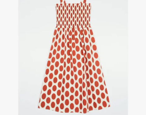 【活动价】C＆A复古港风吊带收腰波点连衣裙...