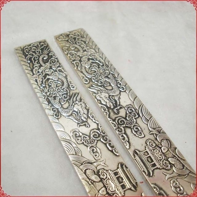 文房精品 白铜镇尺 压尺 鲤鱼跃龙门 镇纸...