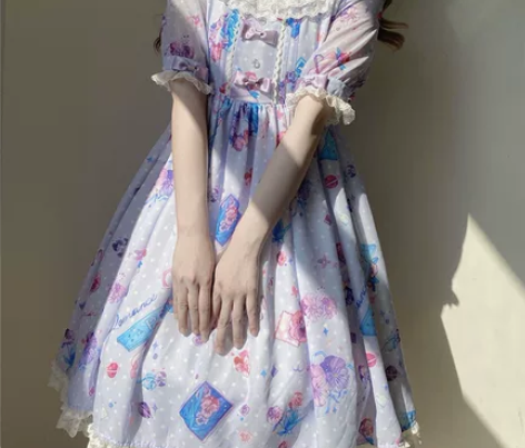 藤原屋 三色诗op 甜系Lolita夏紫色...