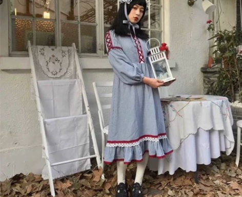 【现】复古洛丽塔风连衣裙（非古着）全新！！...