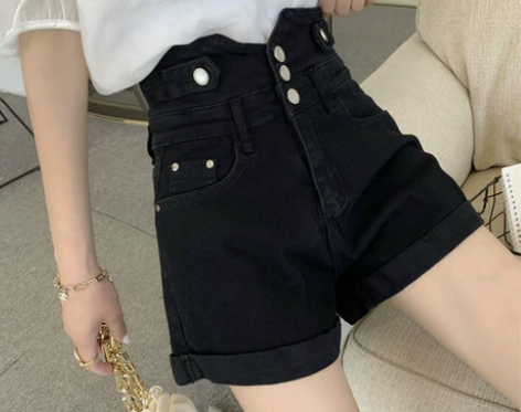 ?高腰牛仔短裤女夏季2022年新款大码胖m...