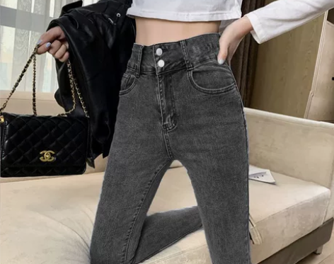 【清仓全新牛仔裤】 高腰弹力牛仔裤女春秋四...