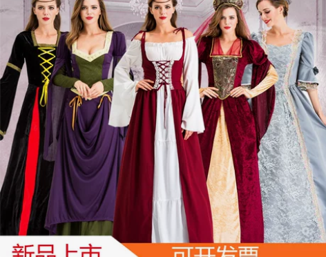 中世纪宫廷服装贵族女cosply礼服表演晚...
