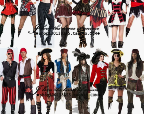 万圣节服装化妆舞会海盗服装杰克船长成人男女...