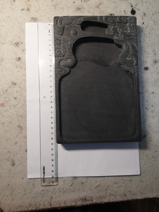 歙砚 纯手工精雕双龙戏珠歙砚,在我手里都十...