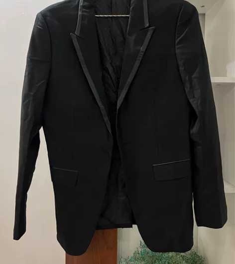 99新男士拼羊皮黑色西服外套冬 衣服是S码...