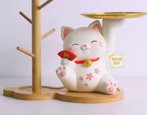 招财猫收纳摆件入室玄关客厅钥匙物件收纳现代...