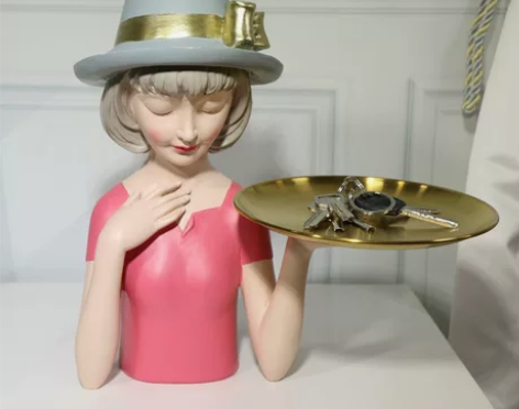 北欧轻奢泡泡女孩摆件钥匙收纳门口玄关客厅鞋...