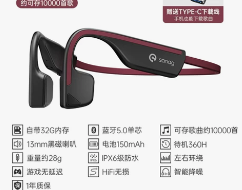适用Sony索尼骨传导蓝牙耳机自带32G内...