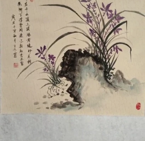 纯手绘国画兰花，四尺斗方68x68cm，仿...