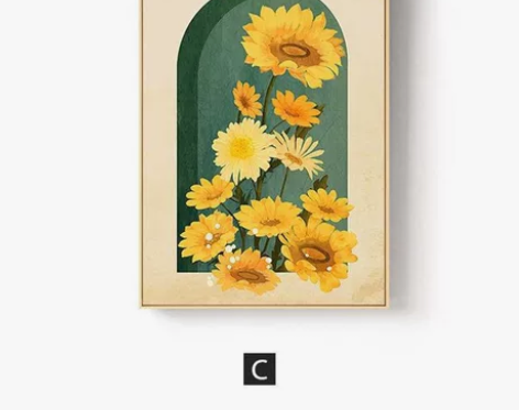 北欧客厅装饰画向阳黄色向日葵现代简约墙挂画...