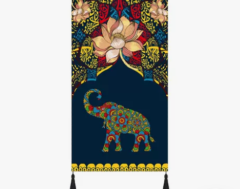 东南亚泰式大象民宿挂画壁挂布客厅背景墙装饰...