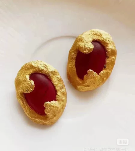 中古耳夹熔岩款琉璃耳夹vintage孤品 ...