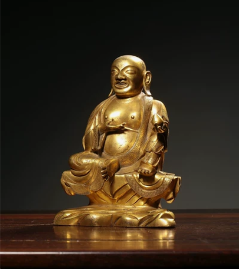 清 铜鎏金弥勒佛坐像 规格：高15cm，长...