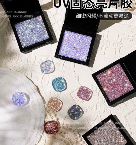 日式UV固态亮片甲油胶2021年新款流行色...