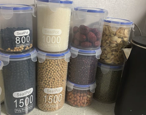 6个14.5元密封收纳罐塑料食物储存储物罐...