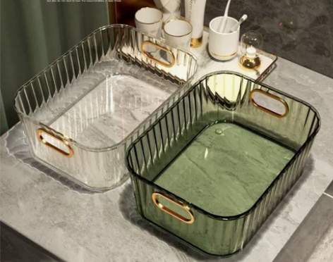 全新网红轻奢透明收纳盒小红书桌面杂物化妆品...